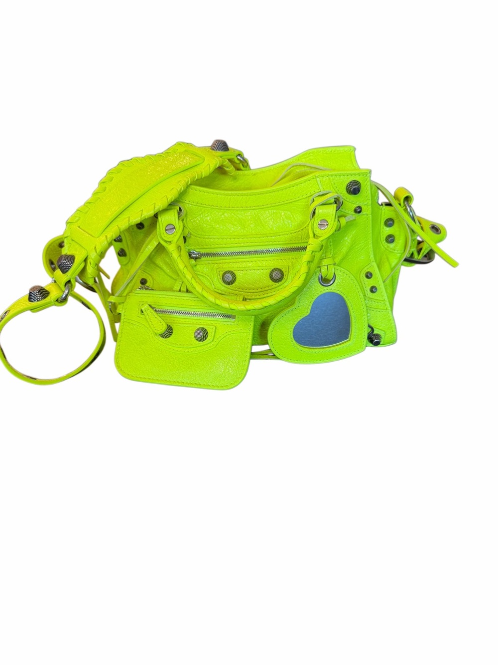 BALENCIAGA Neo Cagole City XS – Fluo Neon Yellow Heart Rare Shoulder/Top Handle